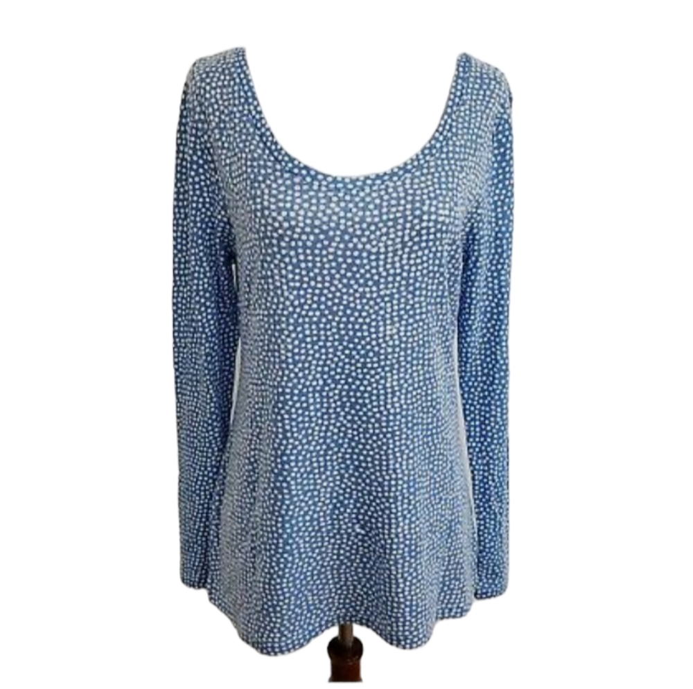 ❤️ OLD NAVY WOMEN'S XS  Blue & WHITE POLKA DOT SEQUIN SHIRT PULLlOVER